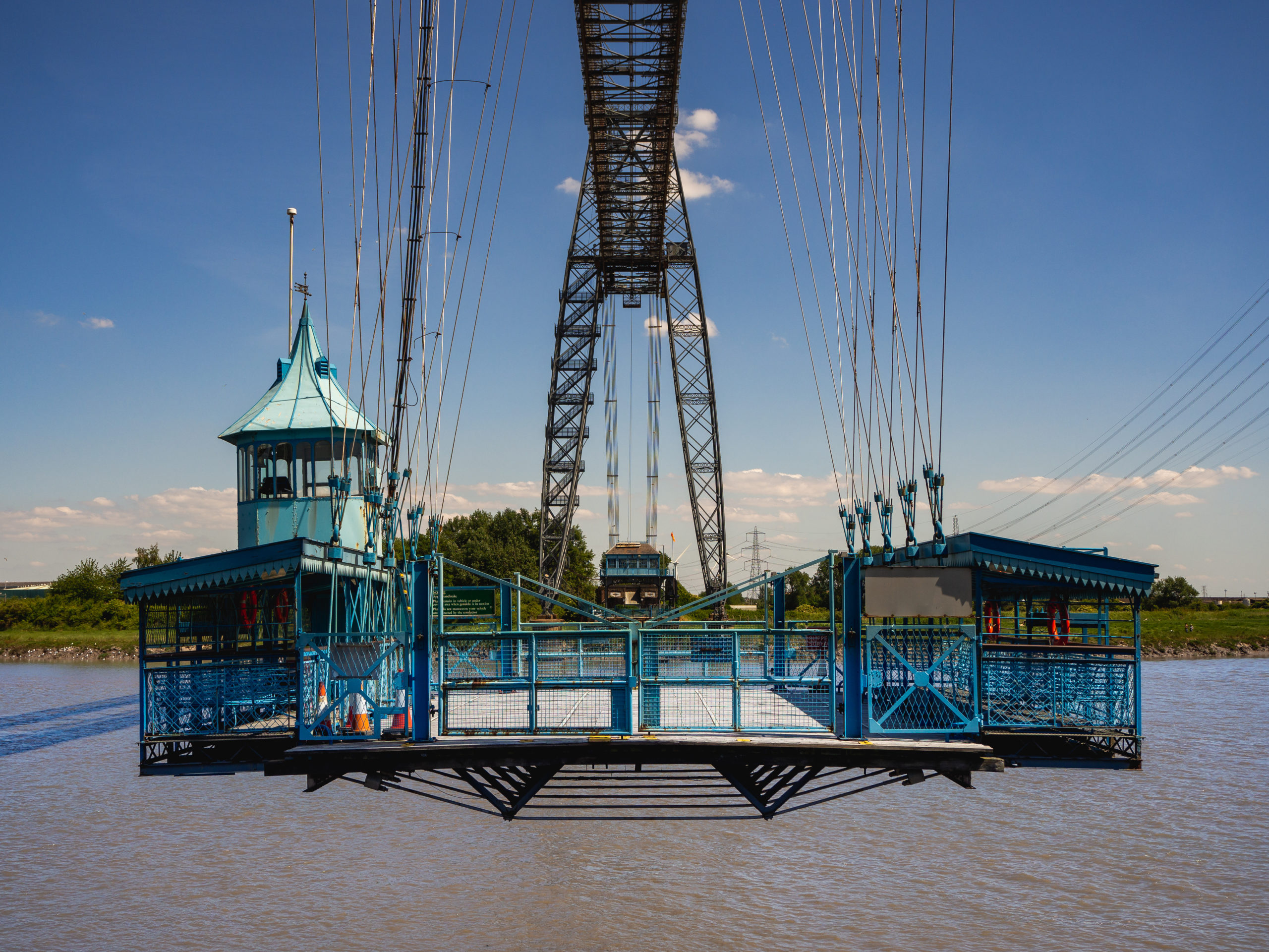 Newport Transporter Bridge from south eastern bank of River Usk, Newport, Wales, UK CaSE civil and structural engineering project