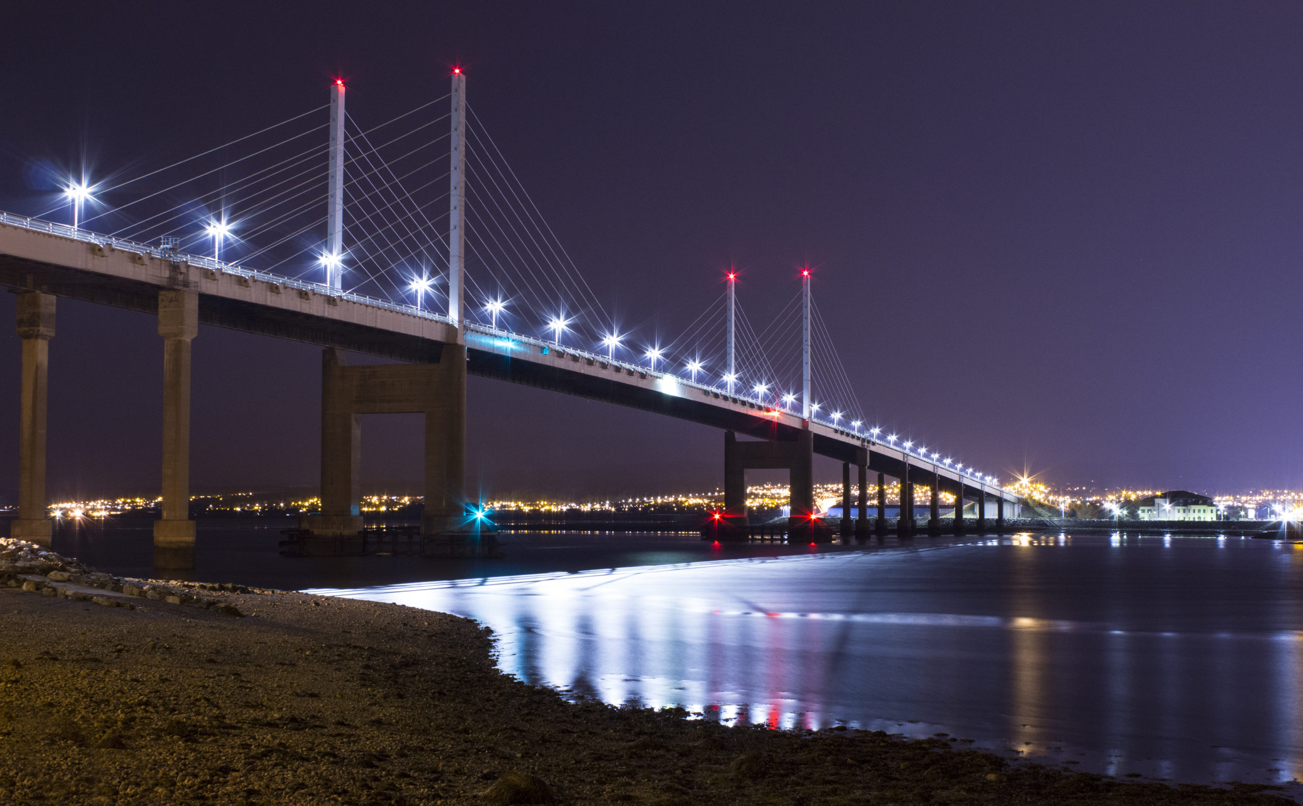 CaSE civil and structural engineering project Kessock Bridge at night
