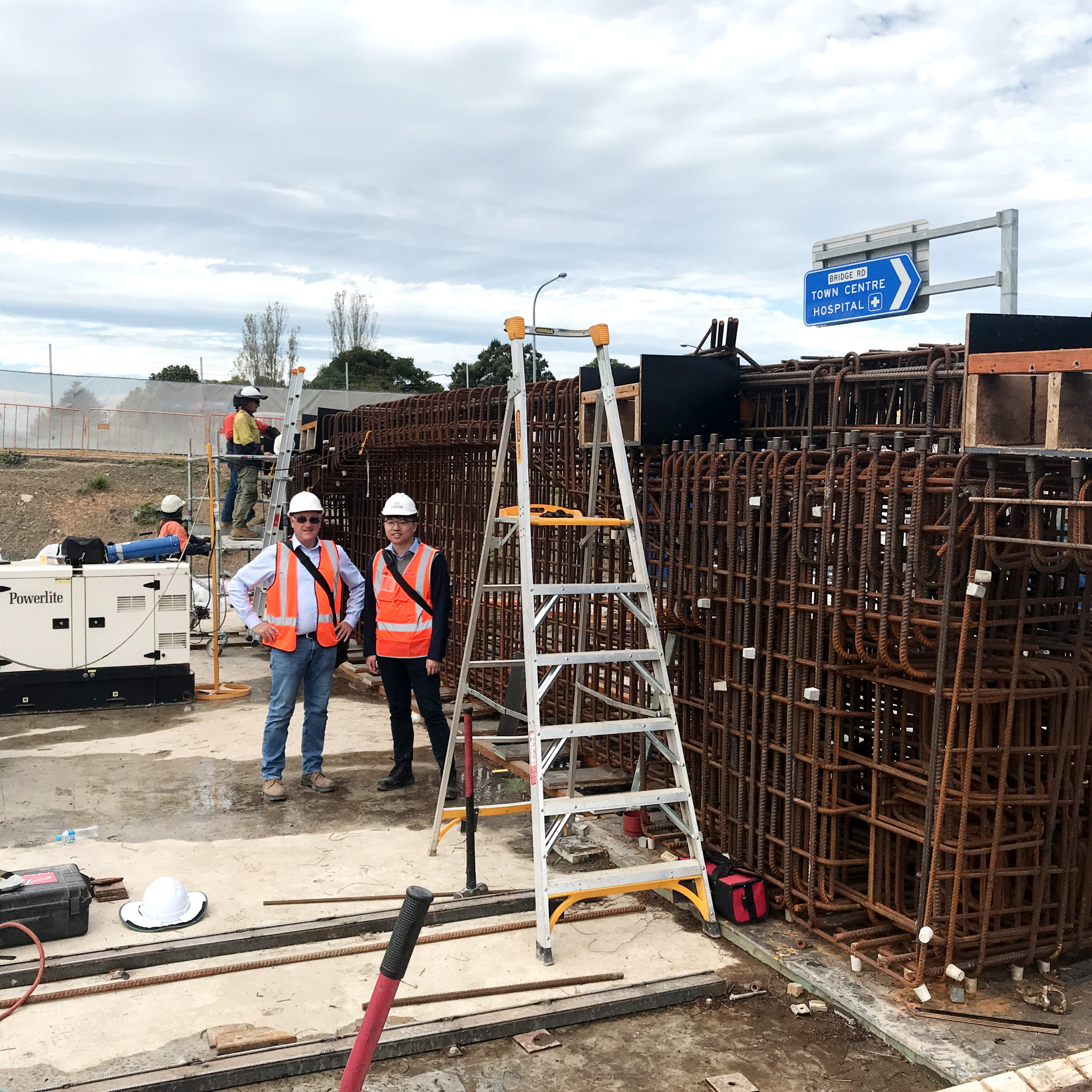 Barry Pike and Edward Lai at site visit case civil and structural engineering project nowra bridge