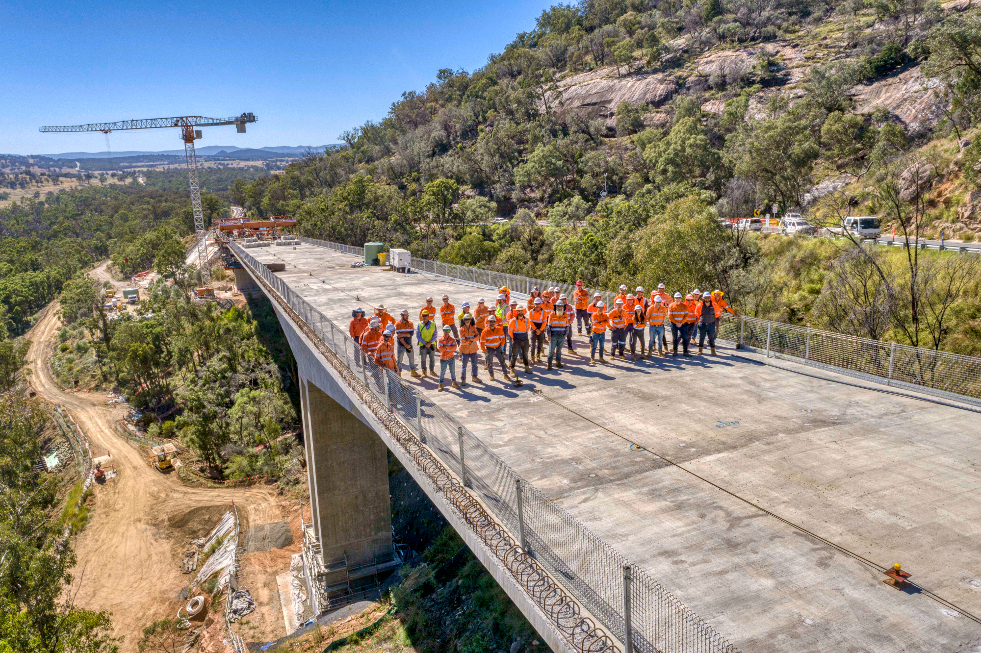 The team on site case civil and structural engineering project bolivia hill bridge